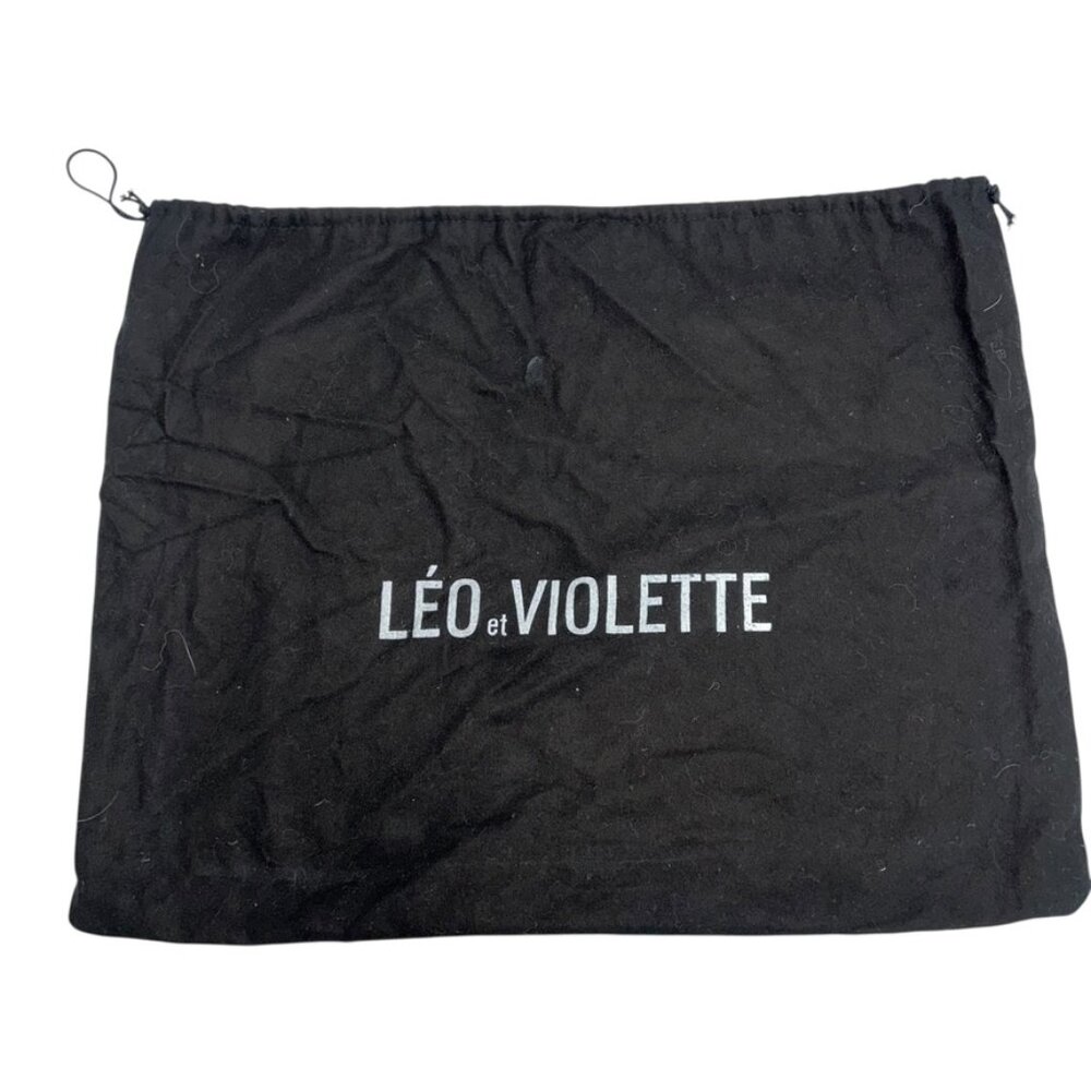 Leo et Violette luxury leather goods black white flannel cotton dust bag 15x15
